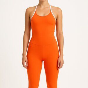 NWT FP Movement‎ Bright Orange Halter Jumpsuit – Hot Watermelon – Size M